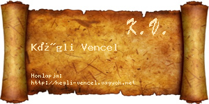 Kégli Vencel névjegykártya